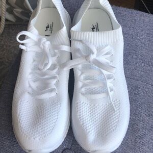 Athletic Works White Knit Lace-Up Slip-On Sneakers